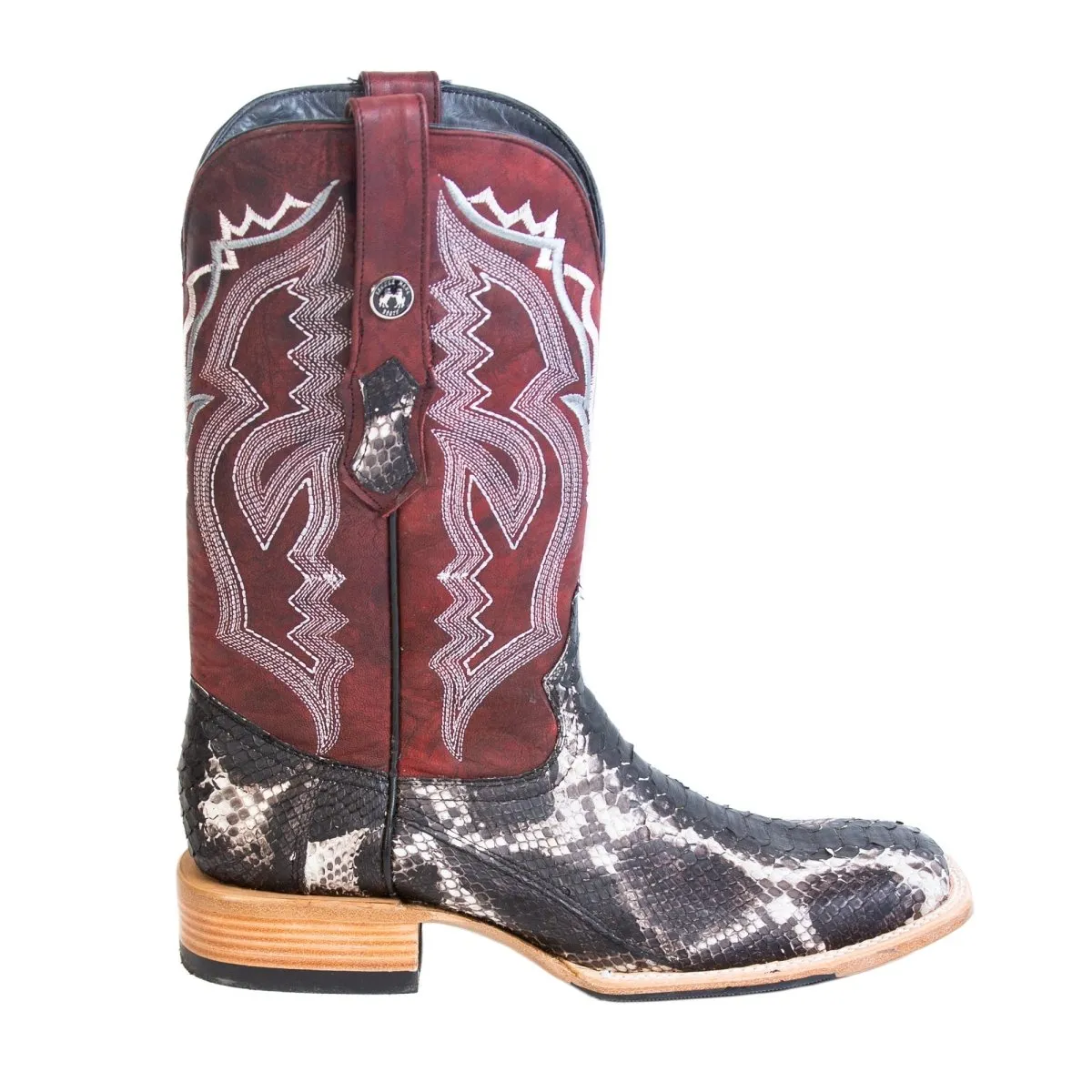 Tanner Mark Men's Genuine Python Square Toe Boots Natural